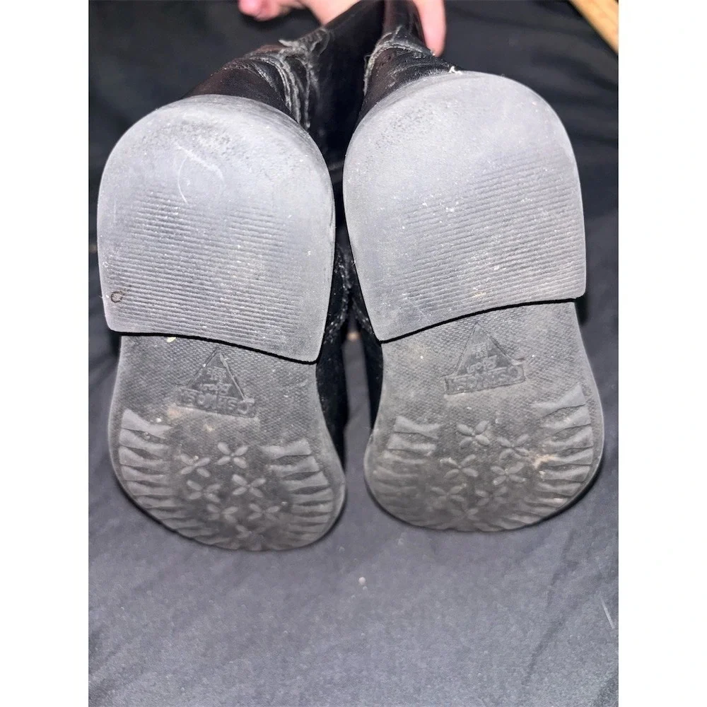 OshKosh B'gosh Girls Mid-Calf‎ Boots Black Side Zip Buckle Strap Size 8 easy on